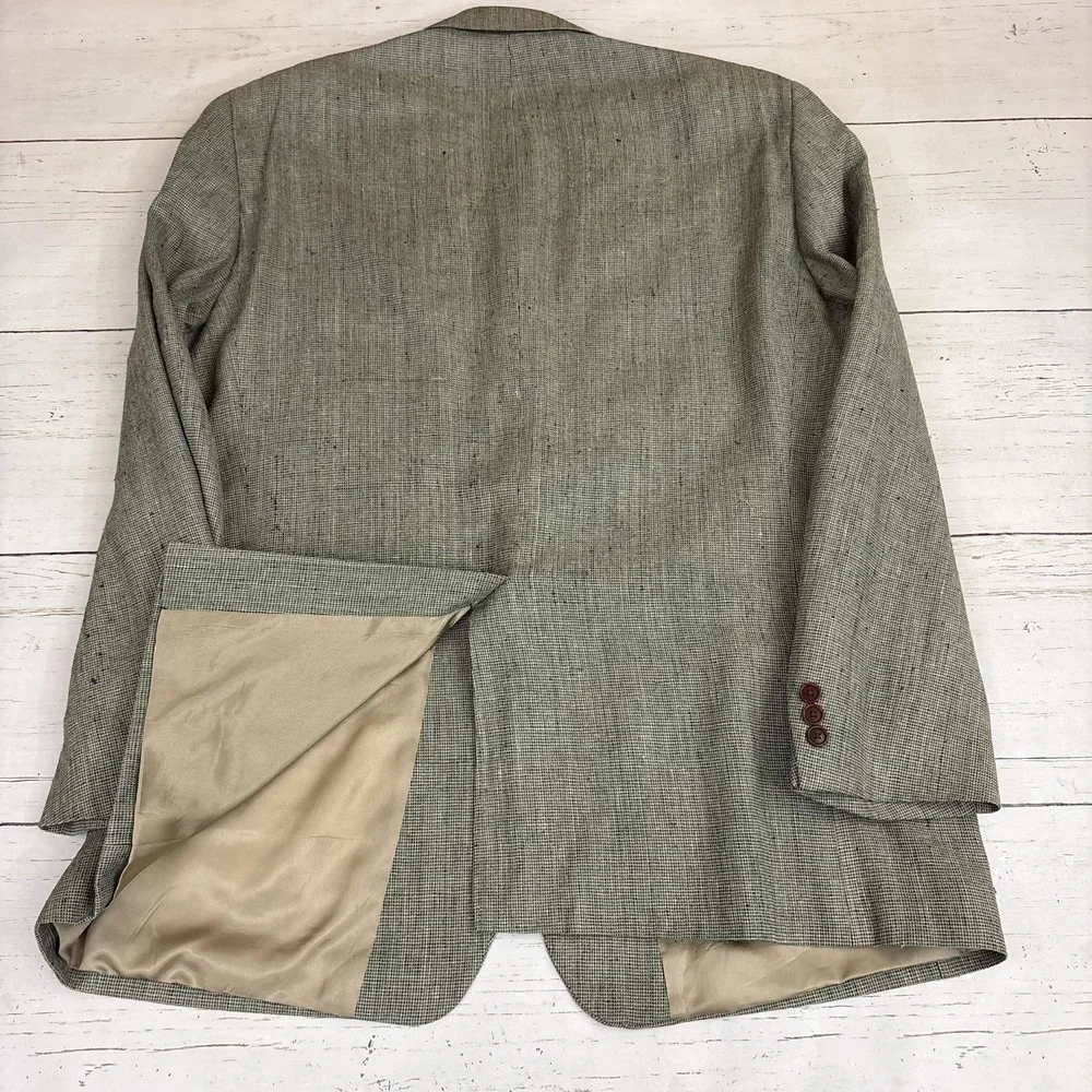 Orvis Blazer Sport Coat Mens 46R Gray Silk Tweed Check Classic Fit Lined